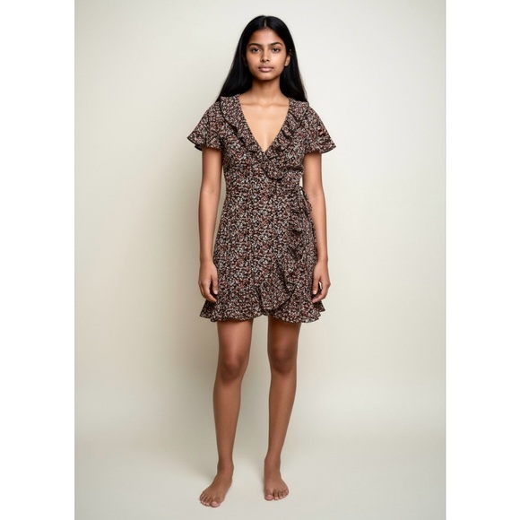 Ditsy Floral Surplus Mini Dress Cowgirl Dress - Size M - Picture 2 of 11